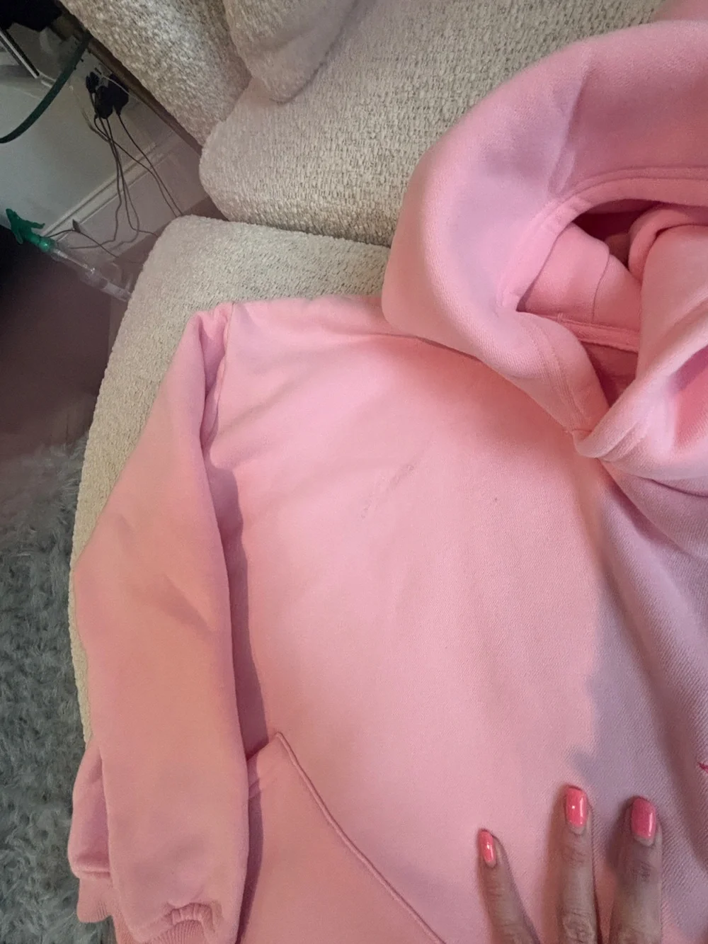 Pink Palm Puff Hoodie with Red Palm Logo - Women's Sweatshirt - Picture 4 of 10